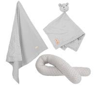 ROBA Coffret Bébé Lil Planet - 3 PCS - 1 Coussin Traversin + 1 Couverture + 1 Doudou - Cadeau de Naissance - Gris Argenté