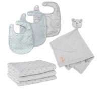 Roba Coffret cadeau naissance Lil Planet – 3 bavoirs, 7 pièces – GOTS & OEKO-TEX – Gris argenté
