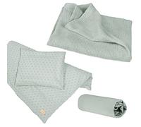 roba Coffret Cadeau Bébé Lil Planet 4 pcs : 1 Housse de Couette + 1 Taie Oreiller + Drap Housse + Couverture - Certifié GOTS et OEKO-TEX - Vert Givré