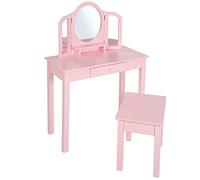 Coiffeuse Enfant ROBA avec 3 Miroirs et Tabouret - Rose