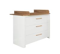 roba Commode à Langer Ava - 3 Tiroirs - Table à Langer Amovible - Poignées en Bois Massif - Blanc / Chêne Artisan