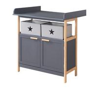 roba Commode à Langer Berlin en Bois de Bambou - 2 Portes et 1 Compartiment - 2 Boîtes en Toile et Fixation Murale Incluse - Plan Amovible pour Transition en Commode Simple - Anthracite