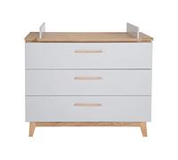 roba Commode à Langer "Caro" avec Plan Amovible - 3 Tiroirs à Fermeture Douce - Gris clair/Décor Bois (Chêne Doré)