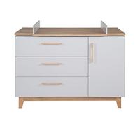roba Commode à Langer "Caro" avec Plan Amovible - 3 Tiroirs et 1 Porte à Fermeture Douce - Gris clair/Décor Bois (Chêne Doré)