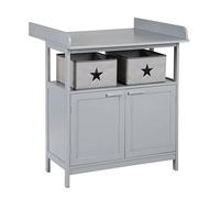 Roba Commode à langer Hamburg – 2 portes, 2 boîtes en toile, plan amovible – Taupe