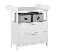 Roba Commode à langer HAMBURG – 2 tiroirs et 2 boîtes de rangement – Blanc