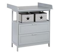 ROBA Commode à langer ""Hamburg"" à 2 tiroirs + 2 boîtes de rangement - Gris