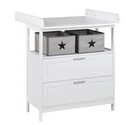 Roba Commode à langer HAMBURG – 2 tiroirs et 2 boîtes de rangement – Blanc