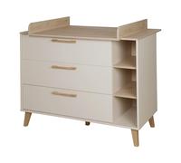 Commode à Langer Évolutive ROBA Jil avec 3 Tiroirs et 3 Niches - Fermeture Douce - Cashmere / Décor Châtaignier