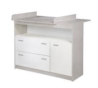 Roba Commode À Langer Julia - 2 Tiroirs + 1 Porte - Compartiment Ouvert - Bicolore Blanc