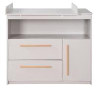 ROBA Commode à Langer Lea - Plan Amovible - Poignées en Bois Massif - Hauteur à Langer 90 cm - Gris Clair