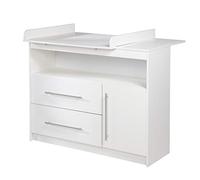 roba Commode à Langer "Maren" avec Plan Amovible - 2 Tiroirs 1 Porte et 1 Compartiment Ouvert - Fermeture Douce - Blanc