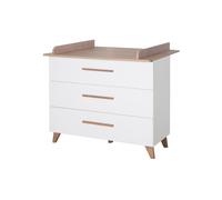 Roba Commode à langer Ole – Évolutive, 3 tiroirs à extension totale – Blanc/Chêne foncé