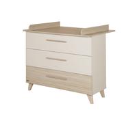 ROBA Commode à Langer Évolutive Sidney - 3 Tiroirs - Pieds et Poignées en Bois Massif - Beige