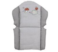 roba Coussin de Chaise Haute Combinée Adam & Eule - Facile à Nettoyer et Lavable - Réducteur de Siège Confortable - dès 6 Mois - Imprimé Hérisson - Carreaux Vichy Gris