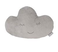 roba Coussin Décoratif pour Chambre d'Enfant en Forme de Nuage roba Style - 32 x 19 cm - Oreiller Bébé en Peluche - Visage Souriant Brodé - Gris Argenté