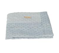 roba Couverture Bébé Lil Planet 80x80 cm - avec Coton Bio - Certifiée GOTS et Oeko-TEX - Double Face - Mini Pompons et Motif Pois - Bleu Clair