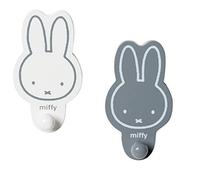 roba Crochets Muraux "miffy®" pour Chambre Enfant - Forme Oreilles de Lapin - Patères Bébé - 2 pièces - Blanc/Gris