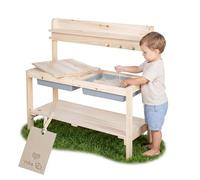 roba Cuisine de jardin d'extérieur pour enfants « Fun » - En bois - Cuisine boueuse avec couvercle amovible - Naturel