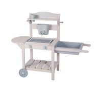 Cuisine Enfant Bbq Sur Roulettes - Roba - Bois Massif - Gris Clair - Bac Amovible Gris TU