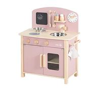 Roba - Cuisine en bois pour enfant - Plaque, four, évier et accessoires - Rose / Naturel