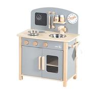 roba Cuisine Enfant en Bois - avec Plaque de Cuisson + Évier et Accessoires en Métal et Bois - à Partir de 3 Ans - Gris