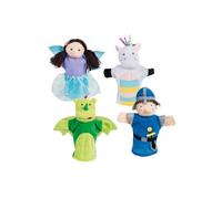 roba Ensemble de 4 Marionnettes à Main en Tissu et Feutre pour Théâtre de Guignol - Licorne Princesse Dragon Chevalier - dès 3 Ans - Lavable en Machine - Multicolore
