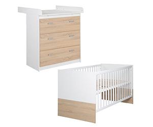 roba Ensemble de Chambre d'enfant 'Gabriella', Ensemble de Meubles pour bébé Bicolore Comprenant Un lit bébé 70x140 cm et Une Table à Langer