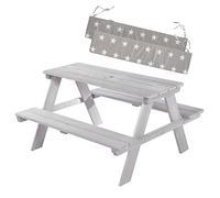 ROBA Table Pique-Nique Enfants Outdoor + en Bois Massif - avec Coussin d'Assise - Table d'Extérieur 4 Places - Lasure Grise gris TU