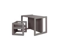 ROBA Ensemble Table et Chaise Réversible pour Enfant - Convertible en Banc et Tabouret - 3 Hauteurs Différentes - Bois Anthracite noir TU