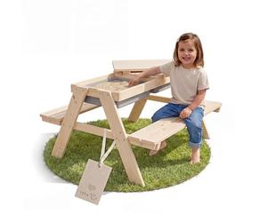 roba Ensemble de sièges pour Enfants « Play for 4 » Outdoor+ avec bacs de Jeu, Ensemble en Bois Massif et Table à Boue