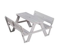 roba Ensemble de Table et Bancs avec Dossier Picnic for 4 Outdoor+ 4 Places - Bois Massif Résistant aux Intempéries - 89 x 107 cm - Supporte 100 Kg - Teinté en Gris