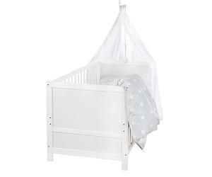roba Ensemble lit bébé étoiles Grises - 70 x 140 cm - Lit Enfant évolutif avec literie, Ciel, Matelas - Hauteur réglable - pour lit Junior