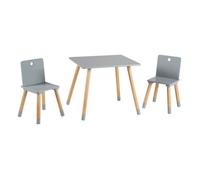ROBA Ensemble Table + 2 Chaises Enfants en Bois Laqué Gris - 3 Pièces - Pieds en Bois Massif