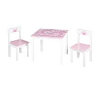 roba Ensemble Table + 2 Chaises Enfants Krone - Motif Princesse et Couronne - Ensemble de Meubles - Rose / Blanc