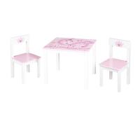 ROBA Ensemble Table + 2 Chaises Enfants - Krone - Motif Princesse - Table de Jeu et d'Apprentissage - Rose / Blanc