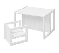 roba Ensemble Table et 1 Chaise Enfant - Réversible sur 3 Hauteurs - Style campagne - Blanc