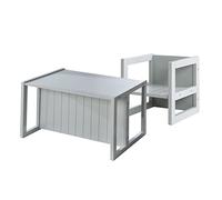 roba Ensemble Table et 1 Chaise Enfant - Réversible sur 3 Hauteurs - Style campagne - Gris
