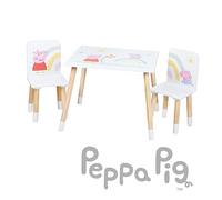 Roba - Ensemble table et 2 chaises enfant - Peppa Pig - Pieds en bois massif - Blanc/Rose/Naturel