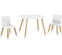 ROBA Ensemble Table + 2 Chaises pour Enfants en Bois Laqué Blanc - 3 Pièces - Pieds en Bois Massif