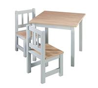roba Ensemble Table et 2 Chaises Enfants Woody - Plateau et assises en Aspect Bois - Résistants aux Rayures - pour Filles et Garçons de 2 Ans et Plus - Gris