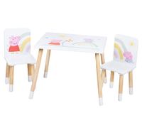 Roba - Ensemble table et 2 chaises enfant - Peppa Pig - Pieds en bois massif - Blanc/Rose/Naturel