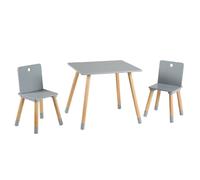 roba Ensemble Table et 2 Chaises pour Enfants avec Pieds en Bois Massif (Style Scandinave / Naturel & Gris)