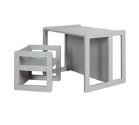 roba Ensemble Table et Chaise Réversibles pour Enfants - 3 Hauteurs d'Assise - Table Convertible en Banc - 9 Mois à 10 Ans - Bois Laqué Gris