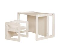 roba Ensemble Table et Chaise Réversibles pour Enfants - 3 Hauteurs d'Assise - Table Convertible en Banc - 9 Mois à 10 Ans - Bois Laqué Beige