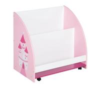 ROBA Étagère de Rangement pour Enfants ""Krone"" en Bois - 3 Compartiments - Étagère à Jouets avec Roulettes - Rose
