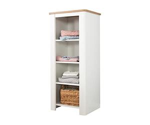 roba Étagère Debout 'Ava', 4 Compartiments Ouverts, Structure Arrondie en 'Blanc', Couronne décorative dans Le décor Tendance 'Chêne Artisanal