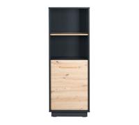 ROBA Étagère sur pied ""Lenn"" en Bois - 2 Niches et 1 Porte - Anthracite - Décor bois