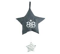 roba Étoile Musicale à Suspendre "Rock Star Baby 3" - Doudou Aide au Sommeil - Lavable - Mécanisme Musical Amovible - Gris Foncé/Blanc