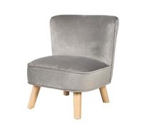 ROBA Fauteuil Enfant en Velours Lil Sofa - Style Scandinave - Pieds en Bois Massif - Gris